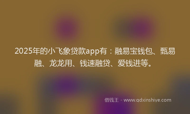2025年的小飞象贷款app有：融易宝钱包、甄易融、龙龙用、钱速融贷、爱钱进等。