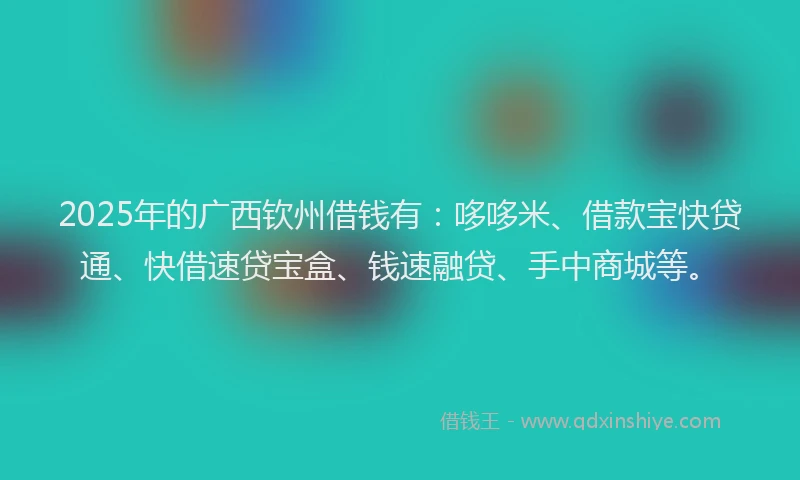 2025年的广西钦州借钱有：哆哆米、借款宝快贷通、快借速贷宝盒、钱速融贷、手中商城等。