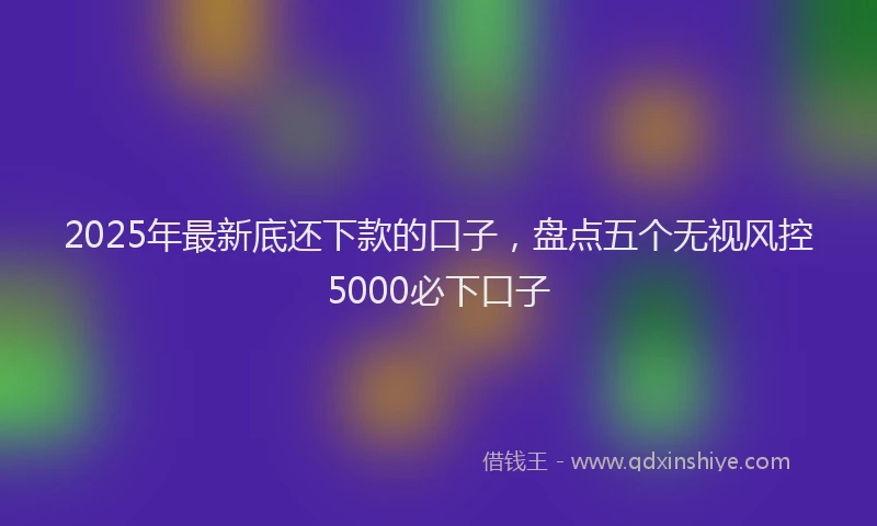 2025年最新底还下款的口子，盘点五个无视风控5000必下口子