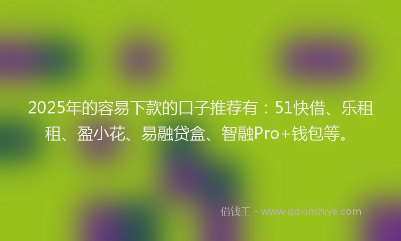 2025年的容易下款的口子推荐有：51快借、乐租租、盈小花、易融贷盒、智融Pro+钱包等。
