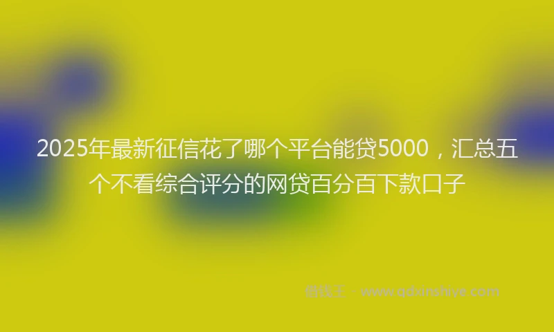 2025年最新征信花了哪个平台能贷5000，汇总五个不看综合评分的网贷百分百下款口子