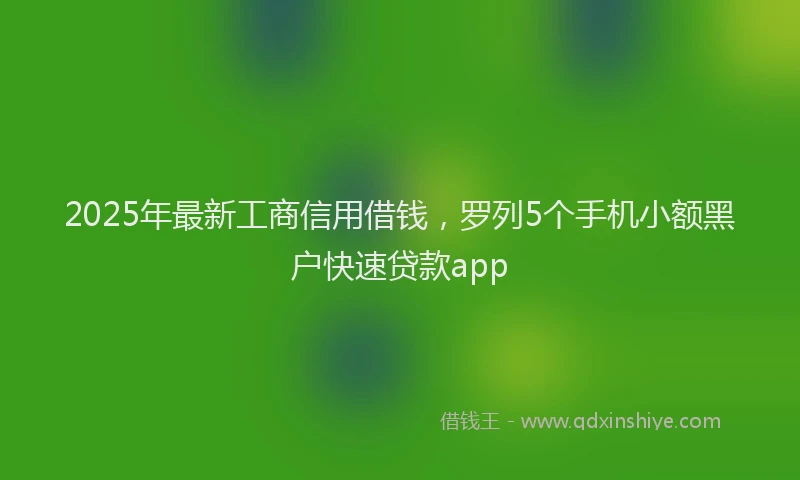 2025年最新工商信用借钱，罗列5个手机小额黑户快速贷款app