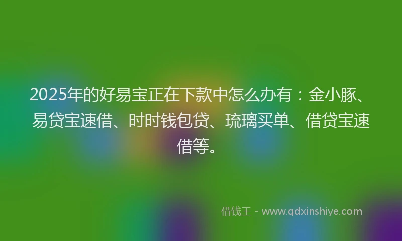 2025年的好易宝正在下款中怎么办有：金小豚、易贷宝速借、时时钱包贷、琉璃买单、借贷宝速借等。