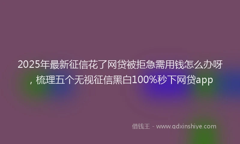 2025年最新征信花了网贷被拒急需用钱怎么办呀，梳理五个无视征信黑白100%秒下网贷app