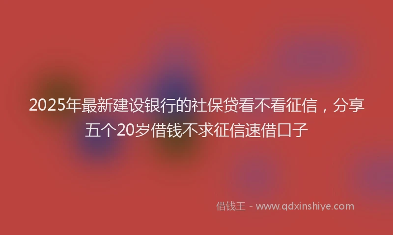 2025年最新建设银行的社保贷看不看征信，分享五个20岁借钱不求征信速借口子