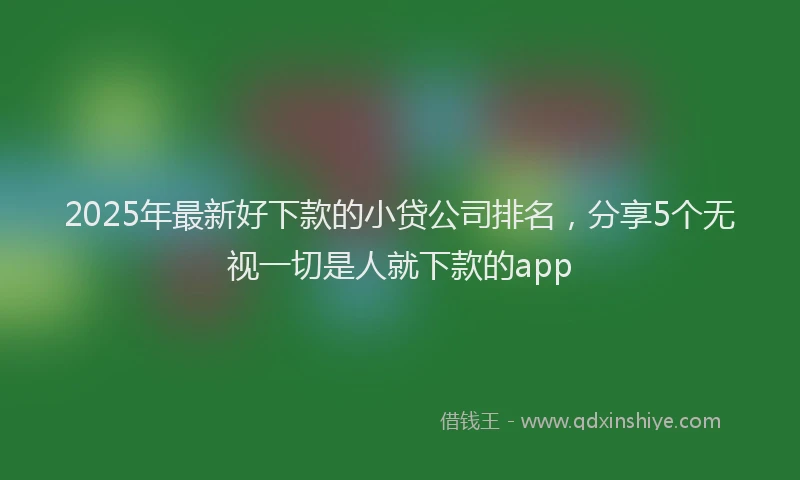 2025年最新好下款的小贷公司排名，分享5个无视一切是人就下款的app