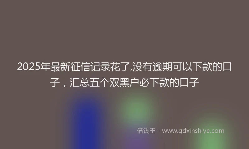 2025年最新征信记录花了,没有逾期可以下款的口子，汇总五个双黑户必下款的口子