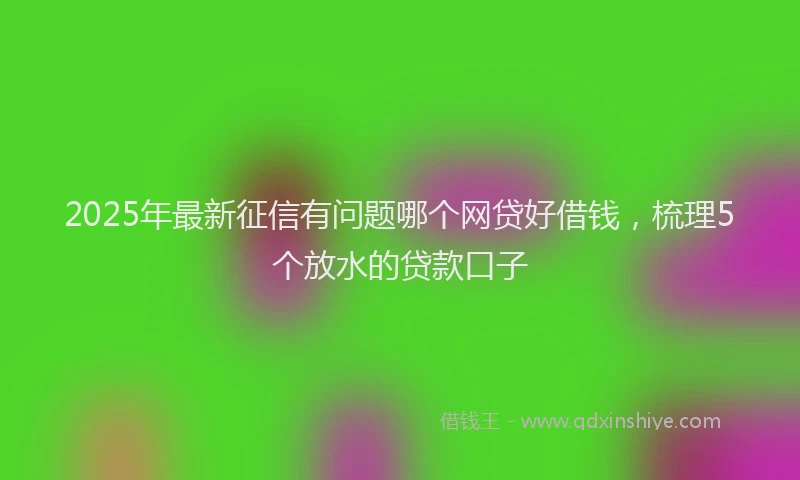 2025年最新征信有问题哪个网贷好借钱，梳理5个放水的贷款口子
