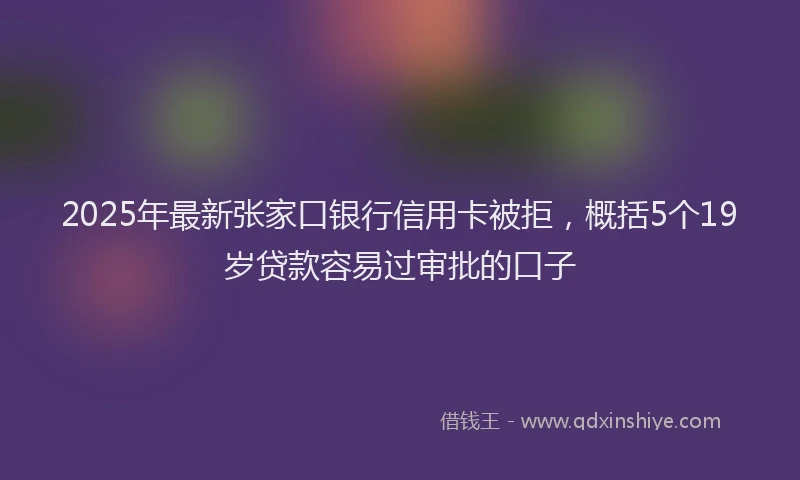 2025年最新张家口银行信用卡被拒，概括5个19岁贷款容易过审批的口子