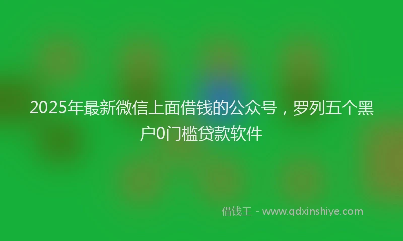 2025年最新微信上面借钱的公众号，罗列五个黑户0门槛贷款软件