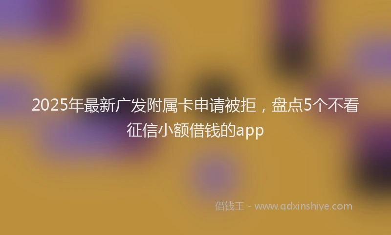 2025年最新广发附属卡申请被拒，盘点5个不看征信小额借钱的app
