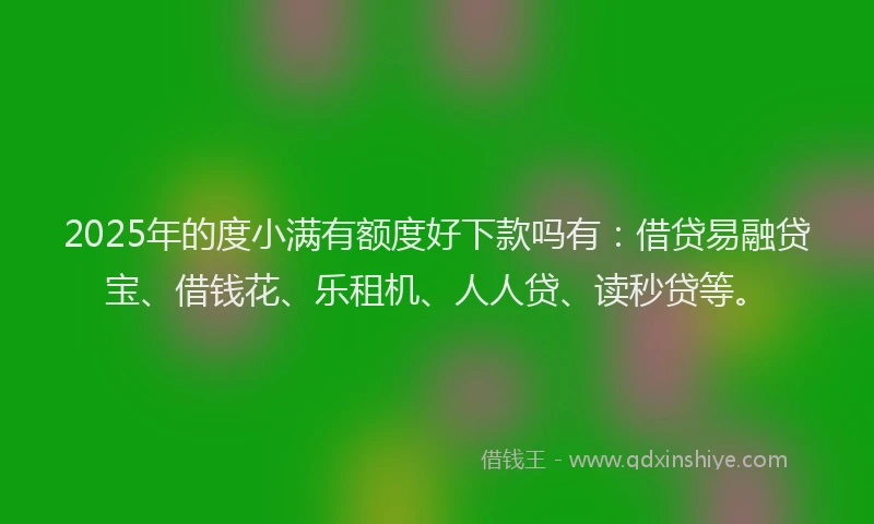 2025年的度小满有额度好下款吗有：借贷易融贷宝、借钱花、乐租机、人人贷、读秒贷等。