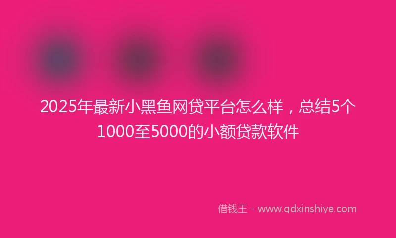 2025年最新小黑鱼网贷平台怎么样，总结5个1000至5000的小额贷款软件