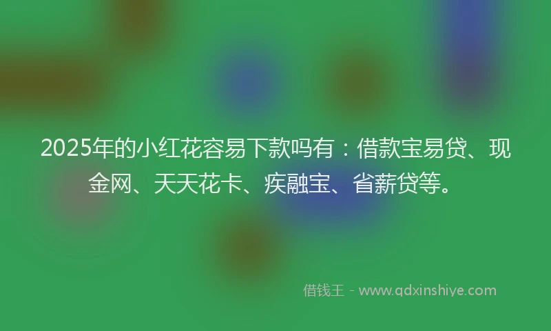 2025年的小红花容易下款吗有：借款宝易贷、现金网、天天花卡、疾融宝、省薪贷等。