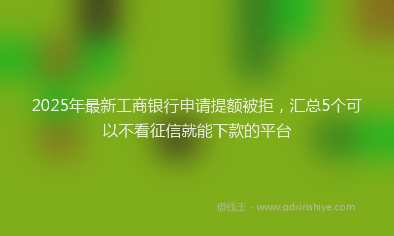 2025年最新工商银行申请提额被拒，汇总5个可以不看征信就能下款的平台