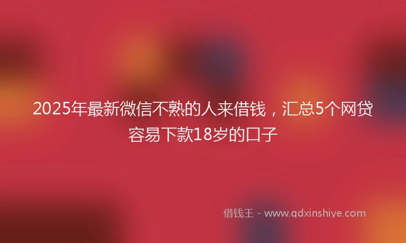 2025年最新微信不熟的人来借钱，汇总5个网贷容易下款18岁的口子