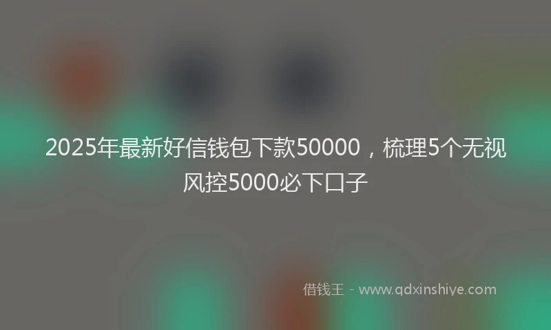 2025年最新好信钱包下款50000，梳理5个无视风控5000必下口子