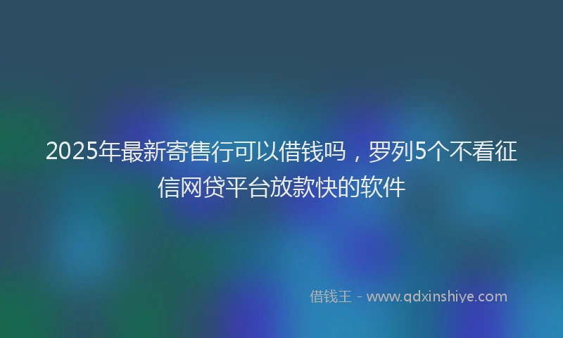 2025年最新寄售行可以借钱吗，罗列5个不看征信网贷平台放款快的软件
