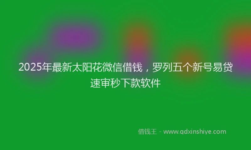 2025年最新太阳花微信借钱，罗列五个新号易贷速审秒下款软件