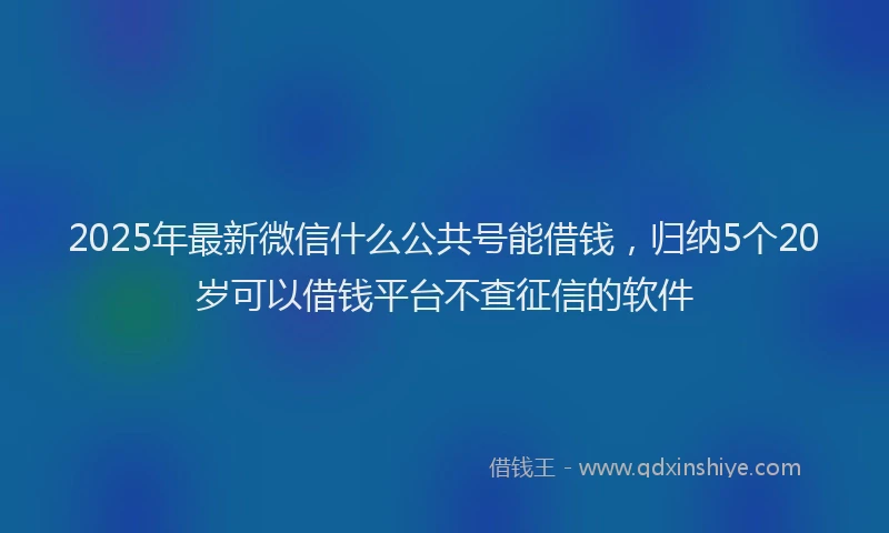 2025年最新微信什么公共号能借钱，归纳5个20岁可以借钱平台不查征信的软件