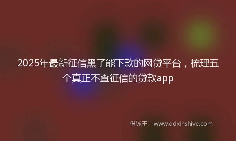 2025年最新征信黑了能下款的网贷平台，梳理五个真正不查征信的贷款app