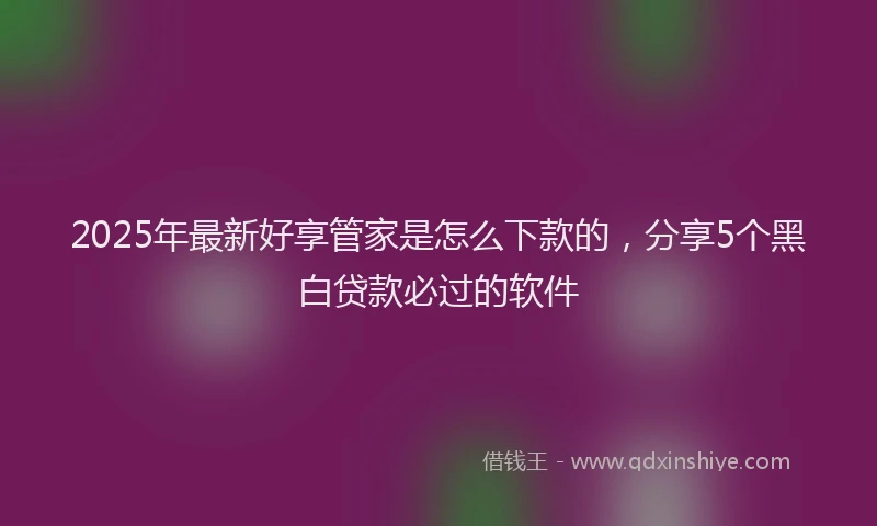 2025年最新好享管家是怎么下款的，分享5个黑白贷款必过的软件