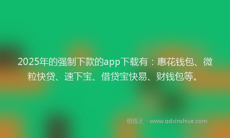 2025年的强制下款的app下载有：惠花钱包、微粒快贷、速下宝、借贷宝快易、财钱包等。