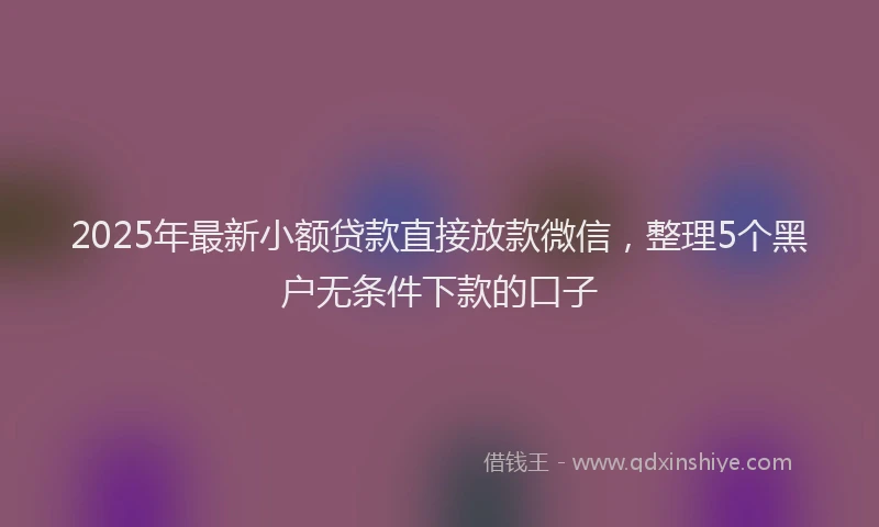 2025年最新小额贷款直接放款微信，整理5个黑户无条件下款的口子