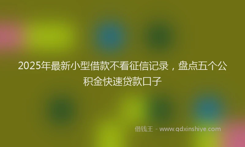 2025年最新小型借款不看征信记录，盘点五个公积金快速贷款口子