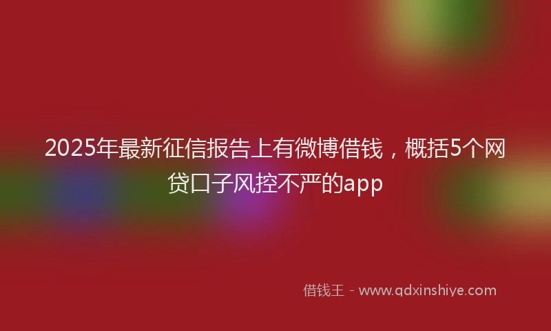 2025年最新征信报告上有微博借钱，概括5个网贷口子风控不严的app