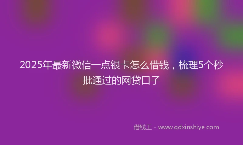 2025年最新微信一点银卡怎么借钱，梳理5个秒批通过的网贷口子