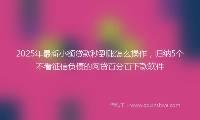 2025年最新小额贷款秒到账怎么操作，归纳5个不看征信负债的网贷百分百下款软件