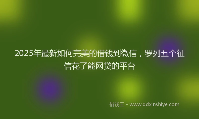 2025年最新如何完美的借钱到微信，罗列五个征信花了能网贷的平台