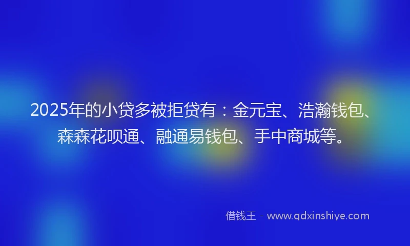 2025年的小贷多被拒贷有:金元宝、浩瀚钱包、森森花呗通、融通易钱包、手中商城等。