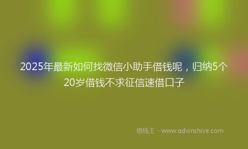 2025年最新如何找微信小助手借钱呢，归纳5个20岁借钱不求征信速借口子