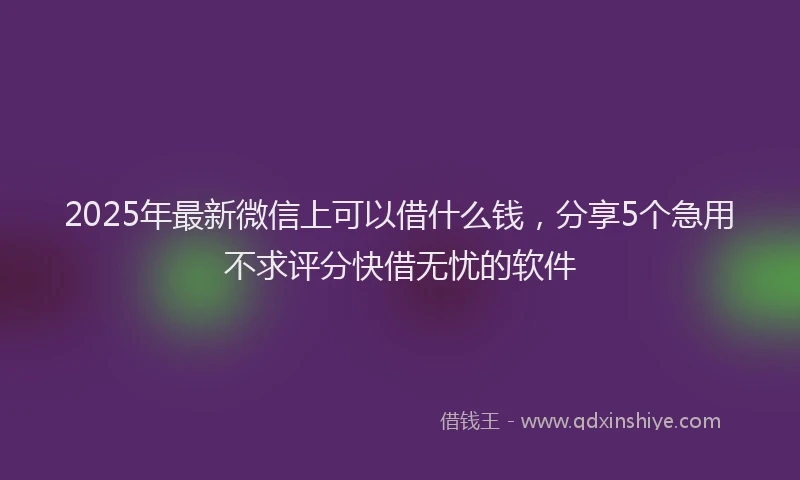 2025年最新微信上可以借什么钱，分享5个急用不求评分快借无忧的软件