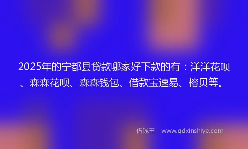 2025年的宁都县贷款哪家好下款的有：洋洋花呗、森森花呗、森森钱包、借款宝速易、榕贝等。