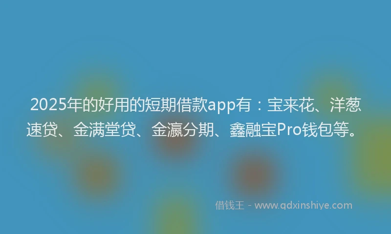 2025年的好用的短期借款app有：宝来花、洋葱速贷、金满堂贷、金瀛分期、鑫融宝Pro钱包等。