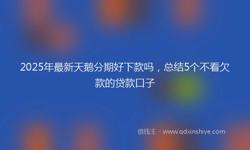 2025年最新天鹅分期好下款吗，总结5个不看欠款的贷款口子