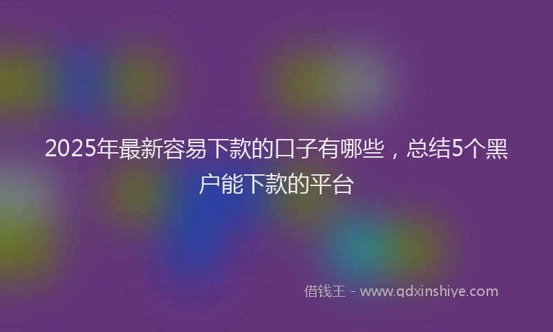 2025年最新容易下款的口子有哪些，总结5个黑户能下款的平台