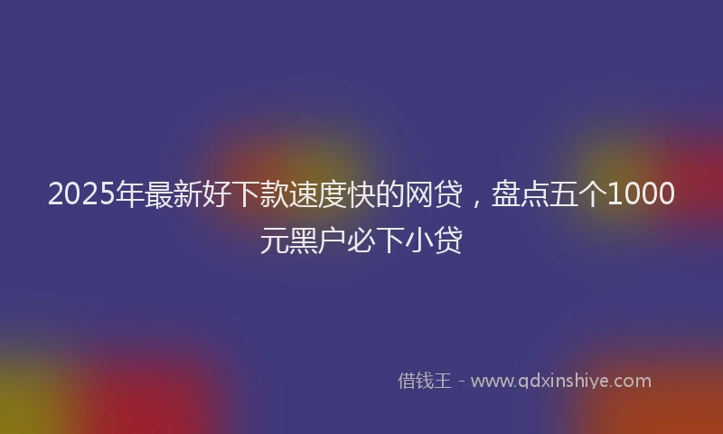 2025年最新好下款速度快的网贷，盘点五个1000元黑户必下小贷