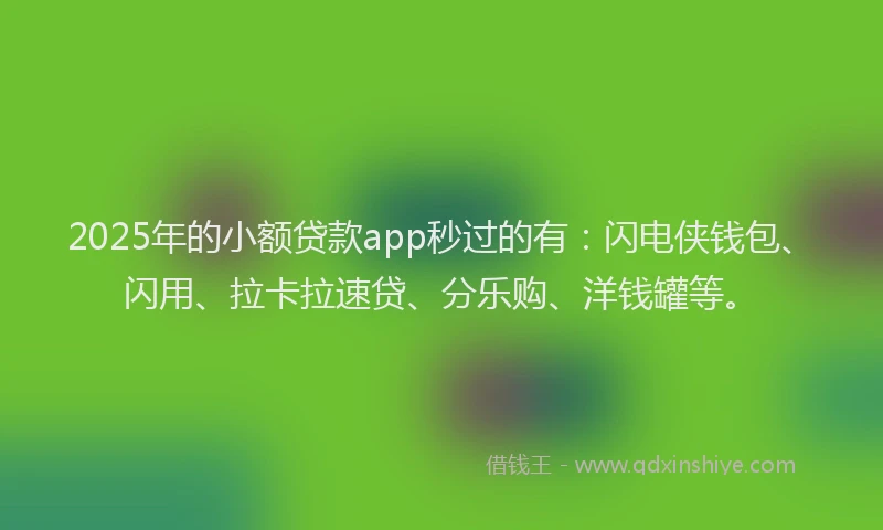 2025年的小额贷款app秒过的有：闪电侠钱包、闪用、拉卡拉速贷、分乐购、洋钱罐等。