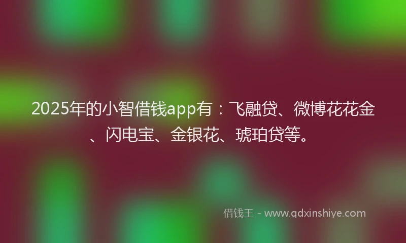 2025年的小智借钱app有：飞融贷、微博花花金、闪电宝、金银花、琥珀贷等。