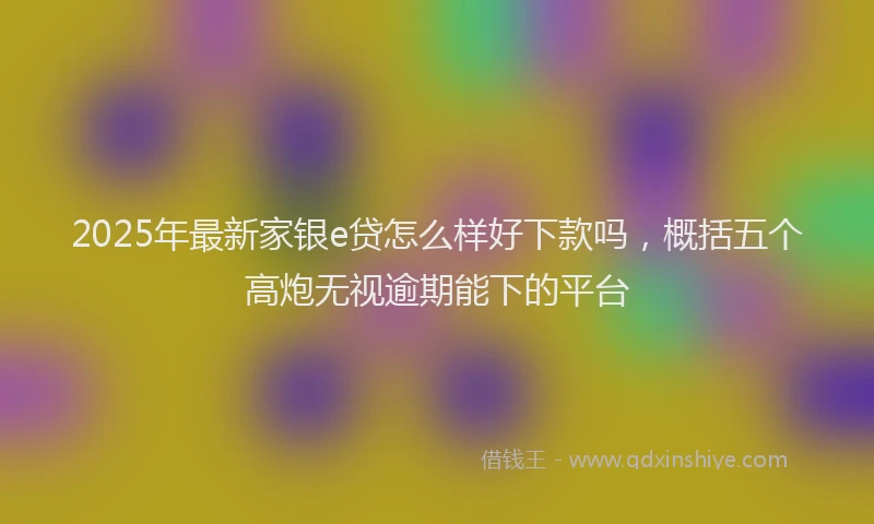 2025年最新家银e贷怎么样好下款吗，概括五个高炮无视逾期能下的平台
