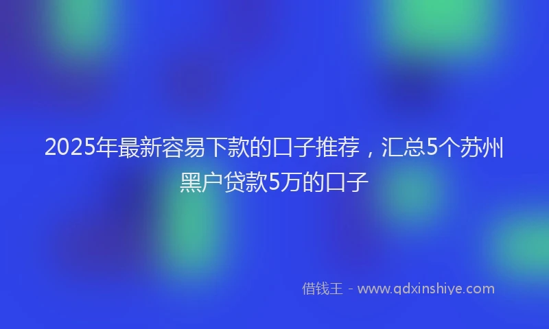 2025年最新容易下款的口子推荐，汇总5个苏州黑户贷款5万的口子