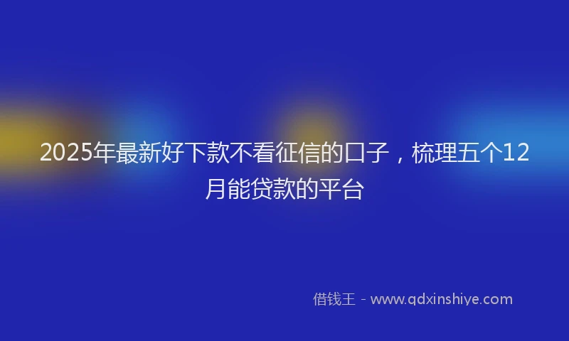 2025年最新好下款不看征信的口子，梳理五个12月能贷款的平台