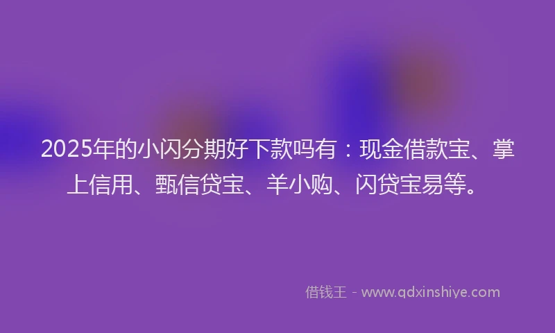 2025年的小闪分期好下款吗有：现金借款宝、掌上信用、甄信贷宝、羊小购、闪贷宝易等。