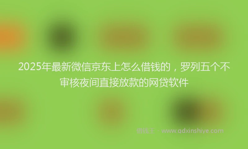 2025年最新微信京东上怎么借钱的，罗列五个不审核夜间直接放款的网贷软件