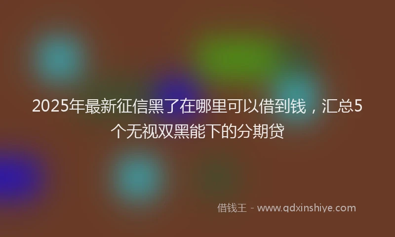 2025年最新征信黑了在哪里可以借到钱，汇总5个无视双黑能下的分期贷