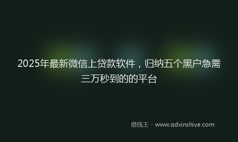 2025年最新微信上贷款软件，归纳五个黑户急需三万秒到的的平台